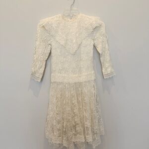 Jessica McClintok Bridal Vintage 80s Renaissance Lace Wedding Dress. Sz 8 DY